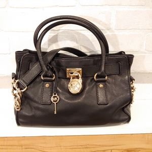 Michael Kors Black and Gold Hamilton Medium Bag